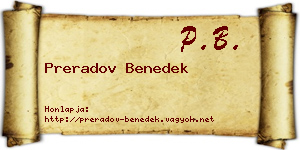 Preradov Benedek névjegykártya